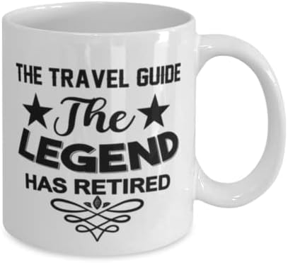 Guia de viagem Caneca, a lenda se aposentou, idéias de presentes exclusivas para o guia de viagens, copo de chá de caneca