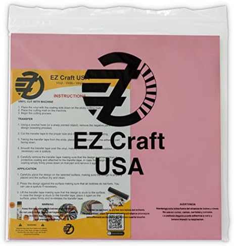 EZ Craft USA Adesivo brilhante lençóis de vinil - rosa claro e preto