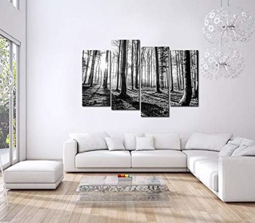 Sechars Extra Grande Pictures de Muralha Black e Branco Crava da Floresta Arte da Muralha 4 Peças Impressões de lona do sol florestal