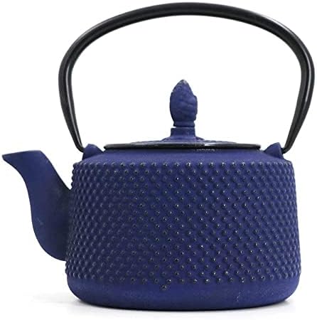 BEAPOT BEAPOT CERAMICS 0.8L TEA KETTLE TEAPOT DE FERRO CASTA COM INFUSOR DE AÇO INOINTES, EMAMEL BULHO INTERIOR AZUL COMPLETO