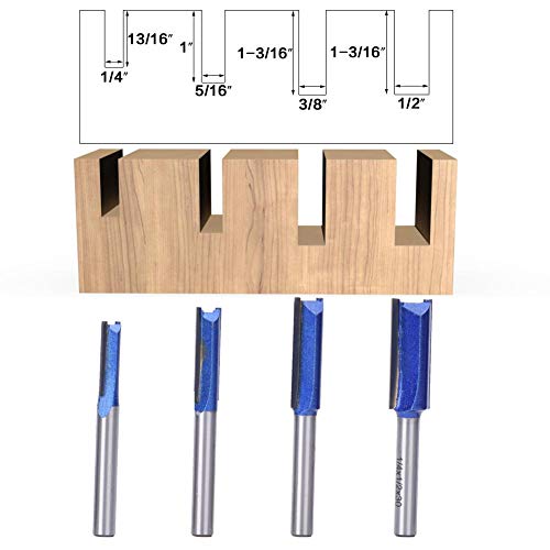 4 PCs Double Flute Straight Router Bits Bit de roteador de madeira Bit Professional Woodworking Slotting Bit Bit para Groova de Falmão Bits de Cinzel