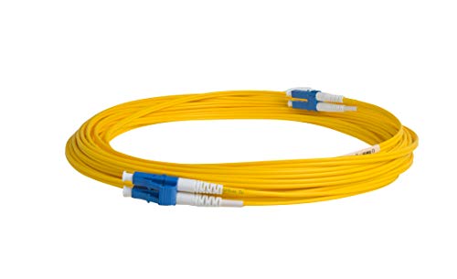 Speedyfibertx-4-Pack 0,20 metro LC a LC Cabo de remendo de fibra, Corning SMF-28 SingleMode 9/125UM Ultra Optical Fiber, Duplex, Riser amarelo de jaqueta de cabo NR