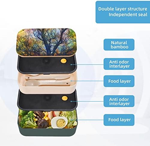 Caixa de bento de almoço de árvores de vida colorida com alça ajustável atualizada, recipiente de alimentos à prova de vazamentos