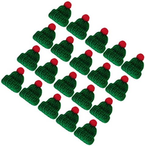 Kesyoo 20pcs Mini chapéu de lã tricotado Papai Noel Handork Acessórios Decoração de roupas