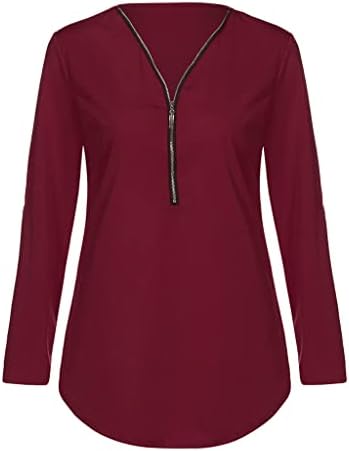 Camise de blusa de chiffon no outono para meninas adolescentes roupas de manga comprida v pescoço zip up top casual s3 s3