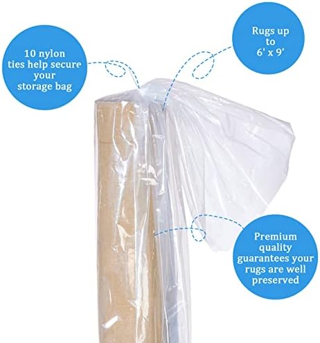 Sacos de armazenamento de carpete saco de armazenamento de tapete jumbo grande saco plástico transparente para carpete com zíper de cabos de nylon para movimentação ou armazenamento de carpete externo interno