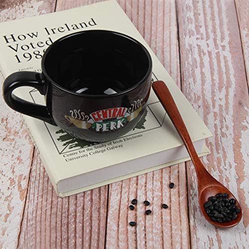 Pugez for Friends Central Perk Latte Creme Caneca Preta Preta de 16 oz para Friend