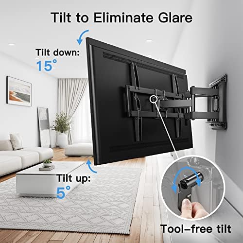 Pipell Full Motion TV Montar TVs OLED LCD de 37-75 polegadas, suporte de parede de montagem de TV giratória braços de extensão