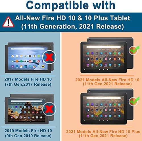 All Now Kindle Fire HD 10 Caixa de comprimido, Fire HD 10 Plus Tablet Caixa - Tampa de proteção de ajuste Slim Ultra Light com despertar automático/Sleep Red