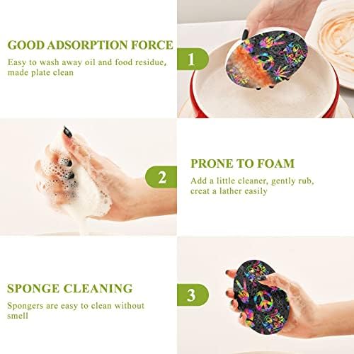ALAZA RAINBOW PAZ AMOR SIGN GESTure esponjas naturais Esponja de celulares de cozinha para pratos lavando banheiros e limpeza doméstica,