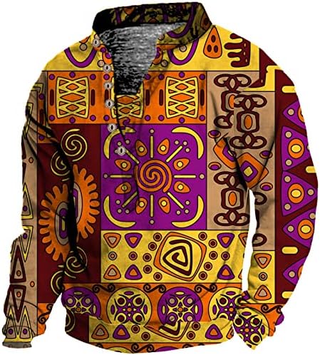 2023 Novo botão masculino de manga longa camiseta de cor ao ar livre Tribal Tribal Top Top Yoga Wear Conjunto