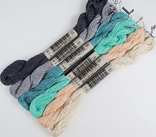 KCS 25 M/Skein Mercerized Pearl Cotchet Crochet Bordleint Thread, tamanho 5,6 novelos, cor mista 16