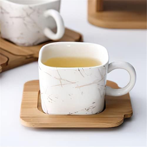 Yongyongde Padrão de ouro de ouro quadrado conjunto de café cerâmica Conjunto de chá Cerâmica Pote de café Tule de café Copo de chá europeu de café (cor: A, tamanho (um lindo e durável