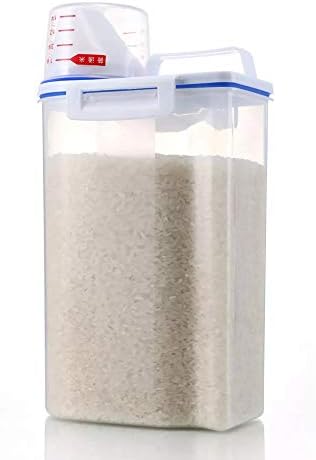 Lixeira de contêiner de armazenamento de arroz de arroz com vazamento, contêiner de cozinha clara de plástico, 2 kg