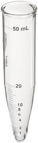 Kimble 45167-50 Baixo cônico de vidro 50ml Tubo de centrífuga graduado, marcas de esmalte preto, caso de 12