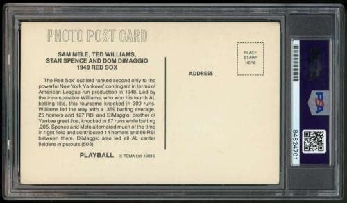 Ted Williams D. DiMaggio S. Mele assinou cartão postal Auto PSA ES1201 - MLB CUT SIGNATATURS