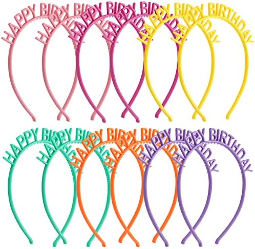 Dizila 12 pacote/6 pares coloras de doces Feliz Aniversário Bandas de cabeça com dentes Bandos de cabelo de plástico bandas Clases