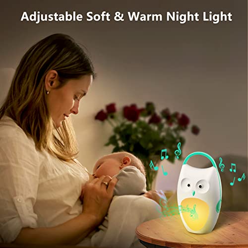 Máquina de ruído branco soaiy, máquina de som portátil para bebê com luz noturna, 8 sons calmantes e 3 temporizadores para viajar,