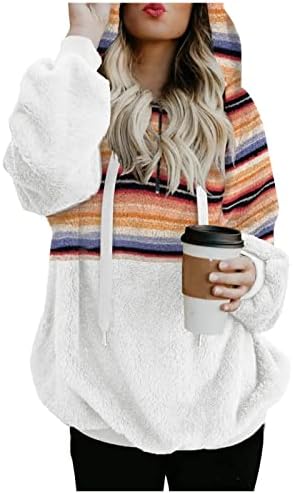 Womens Sherpa Fleece Hoodie Inverno Winter quente Fuzzy Shaggy Cute Capeled Sweatshirt Plus Size Size