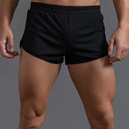Shorts de boxer masculinos do BmEgm masculino calça de algodão sólida de cor de algodão elástica solta esportes casuais rápidos