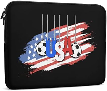 Futebol e USA Flag Laptop Case Case Protective Laptop Sleeve Bag Breatcase Case de transporte para homens Mulheres