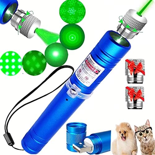 Jhoson laser ponteiro lazer: feixe de laser verde, lanterna tática mais brilhante para astronomia, acampamento, ensino, caça, USB recarregáveis, padrões de luz múltipla, azul