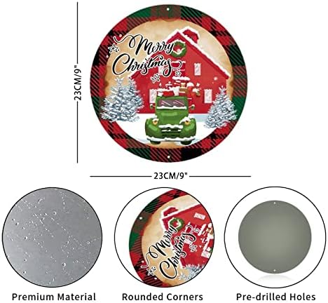 Feliz Natal Feliz feriado vintage redonda de metal lata círculo de metal impressão de arte de metal sinal placa rústica