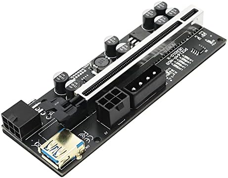 Nova versão 010-X PCIE RISER 1X a 16X Extensão gráfica com LED flash para Bitcoin GPU Mineração Riser Powerd Riser Card