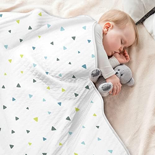 Triângulos de padrões geométricos de padrão de arremesso de algodão para bebês, recebendo cobertor, cobertor leve e macio para berço,