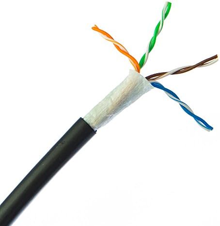 Enterro direto do ACCL Cabo Ethernet CAT5E, sólido, CMX, fita à prova d'água, 24 AWG, bobo, preto, 1000 pés, 1pk