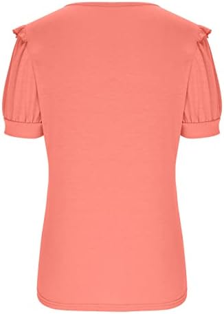 IUHAN FELIMENTO FOLIFICAÇÃO Tops de verão fofos camisas de verão fofas para mulheres de manga curta Bloups v Neck Camisetas de pescoço