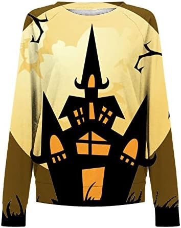 Charella Vacation Halloween Bloups for Womens Sweater de mangas compridas gráficos de suéter solto Fit Blouse Thin Ladies 33