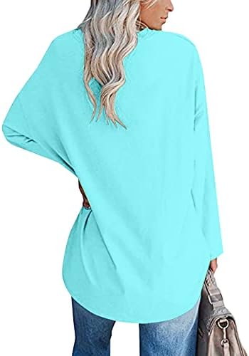 Pullover de moda Mulher Spring Longa Casa Casa Longa Manga Longa Fina de Pullover Longo Placote gráfico Camisa de pescoço