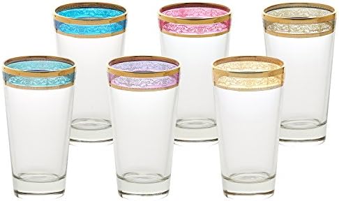 Lorren Home Trends High Ball Melania Collection Glass, conjunto de 6, multicolorido