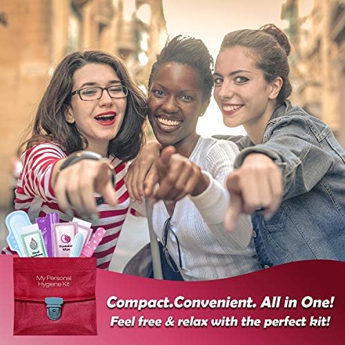 Kit menstrual All-in-One 10 pacote | Conveniência em movimento | Pacote de kit de época para viajar, adolescentes e adolescentes ou apenas quando você está fora | Produto de higiene feminina embrulhada individualmente