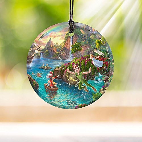 Disney - Peter Pan - Tinker Bell - Neverland - impressões de fogo estelar de 3,5 ”Acessório de estampa de vidro pendurado - acessório de penduramento leve - ideal para presentear e colecionar