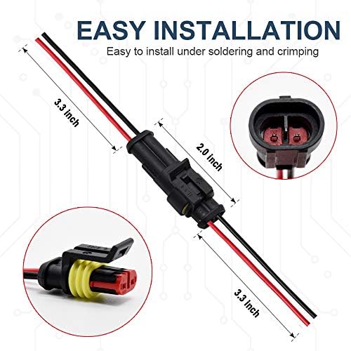 Conector de 2 pinos Connector à prova d'água, machos e femininos de 16 awg fios adequados para caminhão de carro, barco e outra conexão