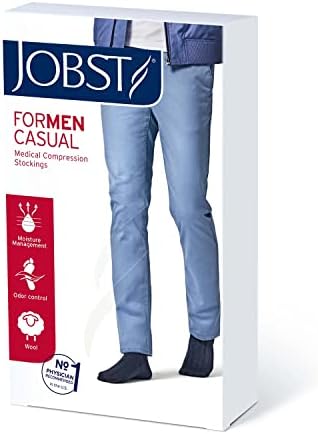 Meias de compressão casual de Jobst Formen, 30-40 mmhg, joelho de altura, dedo do pé fechado