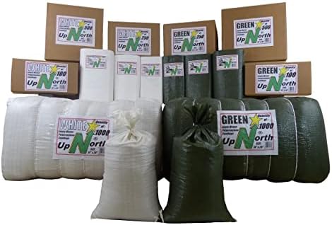 Sacos de areia UPNORTH - Caixa de 250 - Sacos de areia de polipropileno de tecido vazio com laços, com proteção UV; Tamanho: 14 x 26,