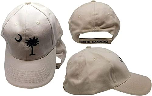 Novelies de Flakita Bordado Bordado Bege Khaki Carolina do Sul SC Palmetto Crescent Ball Hat Bap