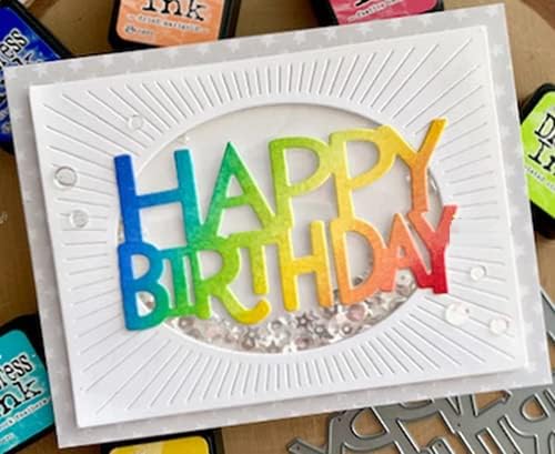 Xmyxcraft Letra de feliz aniversário Metal Die Cuts, Word Birthday Party Invitation Cutting Dies Cut Stencils Diy Scrapbooking