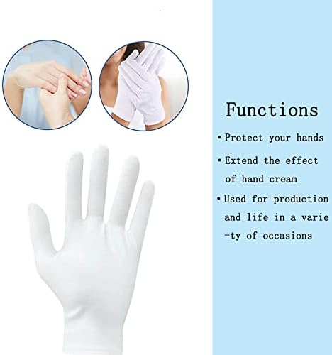 ZXFUTURE 16 PCS （8PAIRS） Luvas de algodão branco para mãos secas luvas hidratantes durante a noite Luvas de eczema luvas