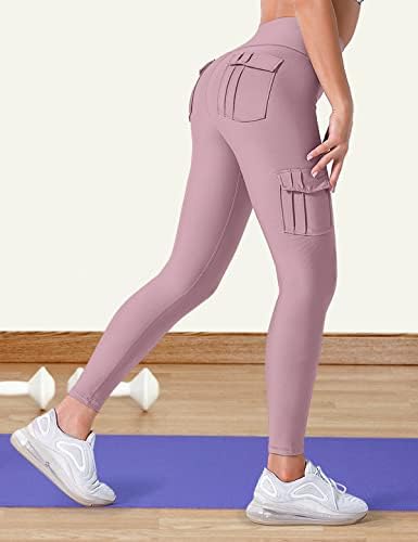 Calças de ioga feminina de Houstil com bolsos de altura do controle da barriga de cintura alta Leggings