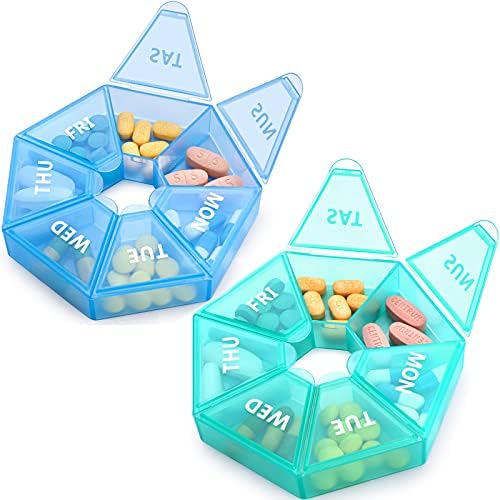 2 Pacote Organizador de comprimidos semanal extra grande, caixa de comprimidos TNVEE XL Caixa de comprimidos de 7 dias