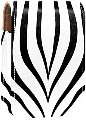 Case de batom de oryuekan, bolsa de maquiagem portátil fofa bolsa cosmética, organizador de maquiagem do lipstick, padrão de zebra retro moderno
