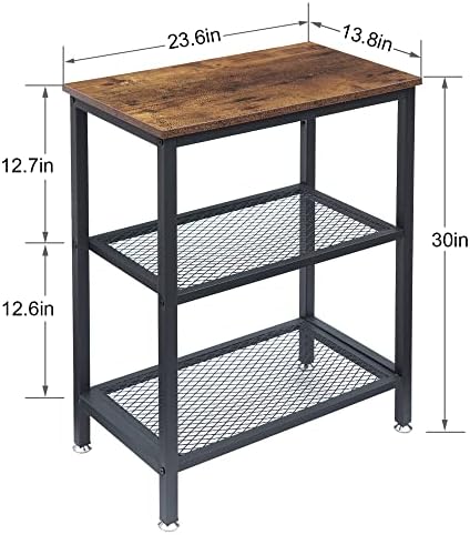 VECELO TABLE DE END LATERIDADE DE VECELO, Conjunto de 2 mesas de cabeceira com prateleira de armazenamento de três camadas