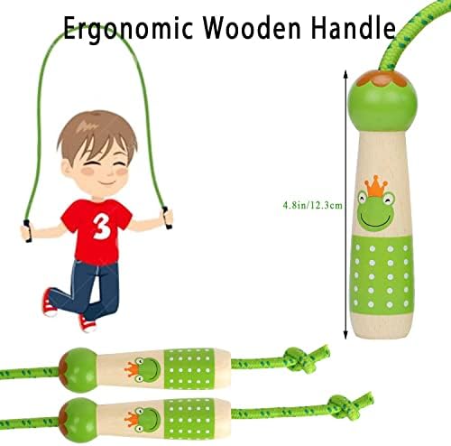 Pular corda crianças, crianças corda de algodão ajustável com alça de madeira para meninos e meninas treinamento de fitness/exercício/atividade ao ar livre brinquedo divertido