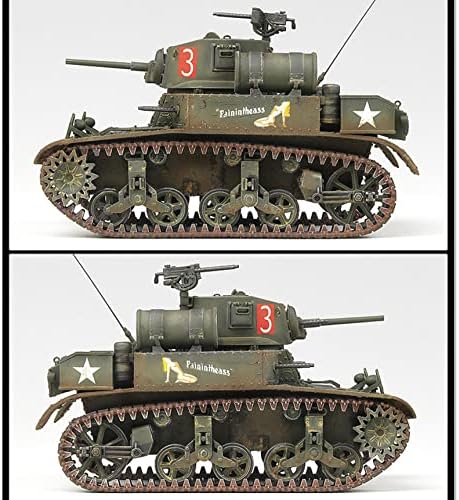 FMOCHANGMDP Tanque 3D Puzzles Modelo de plástico kits, 1/35 Escala US M3A1 Modelo de tanque leve Stuart, brinquedos adultos