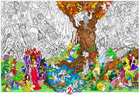 Abaixo das árvores - pôster de coloração gigante super detalhado para crianças e adultos - inclui tubo rígido reutilizável - 32,5