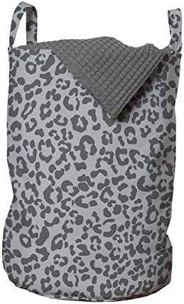 Bolsa de lavanderia com estampa de leopardo de Ambesonne, moda de cores cinzentas de padrão selvagem de animais selvagens